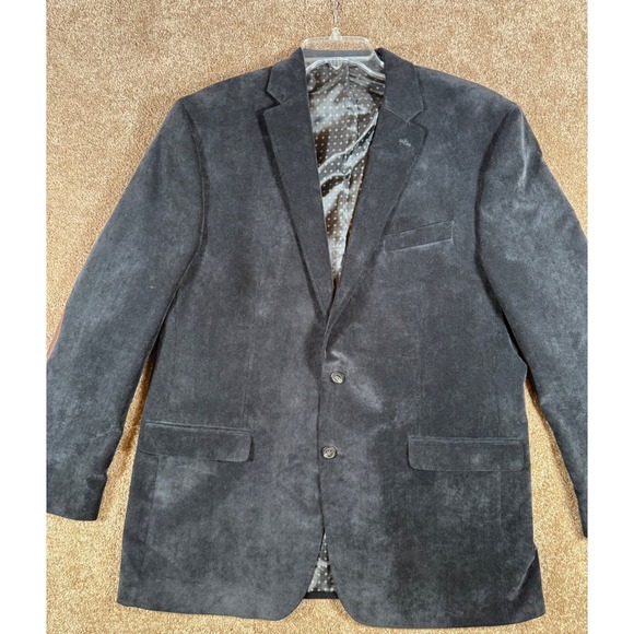Mens Chaps Corduroy Blazer Jacket Elbow Patches Lined Size 46L Black - Picture 2 of 12